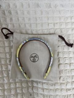 (中古)Hermèsエルメス アートプリント ヘアバンド/黄色カチューシャ 中古)Hermèsエルメス アートプリント ヘアバンド/黄色