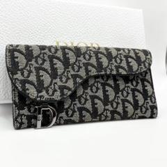 ✨極美品✨DIOR 長財布 トロッター Dロゴ チャーム キャンバス ネイビー