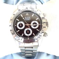 美品❣ELGIN エルジン　FK-1059-D　黒文字盤　クロノグラフ 　稼働