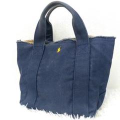 RALPH LAUREN　トートバッグ　切りっぱなし　ネイビー×イエロー　レアのサムネイル
