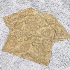 Chloe クロエ　総柄　花柄　シルクブラウス　シアー　半袖　42 大きいサイズ