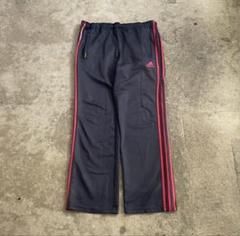 00s adidas ワイドトラックパンツ　極太　バギーパンツ　赤　L 00s adidas Y2K バギー トラックパンツ ワイド ストレート 赤 紺