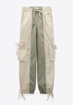 ZARA カラーブロックパラシュートパンツ