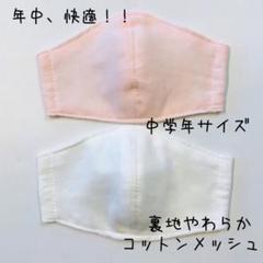 裏地コットンメッシュ【無地ホワイト&ピンク】立体インナーマスク子供用2枚