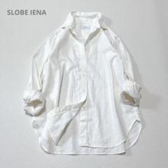 【美品】SLOBE IENA　オーバーサイズ ホワイト シャツ 長袖 美品】24SS SLOBE IENA 綿麻レギュラーシャツ オーバーサイズ