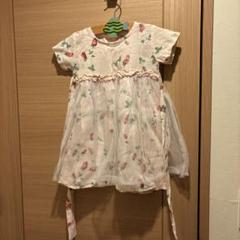 花柄チュールオーバースカート付きワンピース
