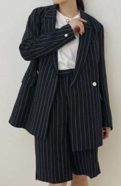 アダムエロペ　ダブルジャケット×パンツ　セットアップ　ネイビー　38
