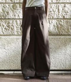 camphor woodネイビー ストライプ スラックス Mサイズ Camphor wood スラックス 2tuck wide baggy flare rame slacks