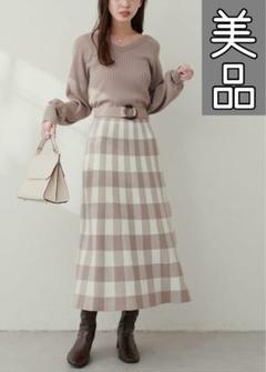 【美品】naturalcouture チェックジャガード2WAYニットワンピース