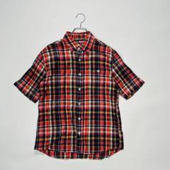 美品 コンバースチェック 半袖シャツ 短丈 C-boy BOX レッド M