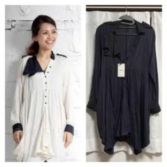 新品タグ付き　AVIE　アビィ　ロングシャツ　シャツワンピース　ネイビーのサムネイル