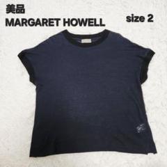 美品 22SS MARGARET HOWELLマーガレットハウエル麻ニット紺黒2