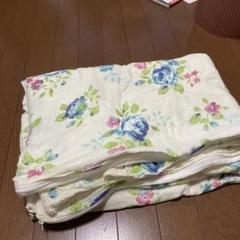 ガーゼ　花柄　布団カバー　四隅ヒモ付き　補修跡あります