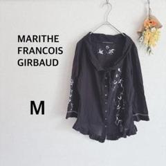マリテフランソワジルボー　シャツ　ボタン　七分袖　刺繍　装飾　Ｍ　黒
