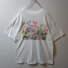 90'SフラワーTシャツ botanical フラワー VINTAGE アート
