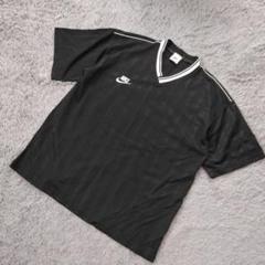 b1977 Nike ナイキ【M】 黒 Vネック 半袖シャツ サッカー