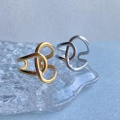 クロスリング　ニュアンスリング　ステンレス　イニシャルリング　CC　フリーサイズ