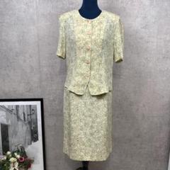 セットアップ スカート ブラウス L ベージュ 花柄 半袖 春夏 レディース