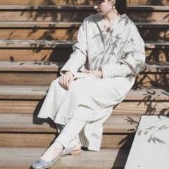 ストライプロングシャツワンピース