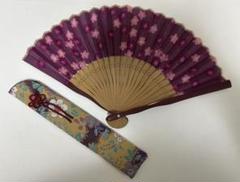 粋 桜 扇子 さくら サクラ 花柄 フラワー柄 センス せんす 専用袋付き