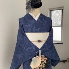 単衣 小紋フルセット 笹 紺色 着物 L4 - メルカリ