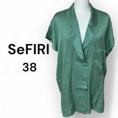 SeFIRI セフィリー 半袖シャツ 38 緑 絹混 真夏 軽い レディース
