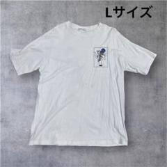 ホワイトTシャツ（Lサイズ）　刺繍バラ　カットソー　ワンポイントデザイン
