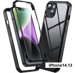新品・未使用⭐️iPhone14.13用/ブルー/360度保護/透明パネル