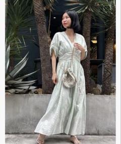 ヌキテパ　Cotton Voile Sedum Foil Print Dress Cotton Voile Sedum Foil Print Shirring Dress | Pasand by ne