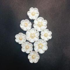 つまみ細工 花パーツ 9個セット ホワイト