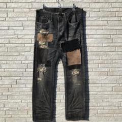 glamb　グラム　デニムパンツ　2　ブラック　パッチワーク glamb グラム デニムパンツ 2 ブラック パッチワーク - メルカリ