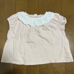 襟レース半袖Tシャツ 100 ピンク キッズ 子ども