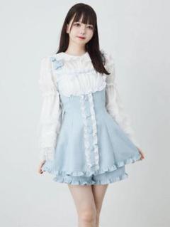 アンクルージュ ウエスト細見えプリンセスセットアップ(ブルー)