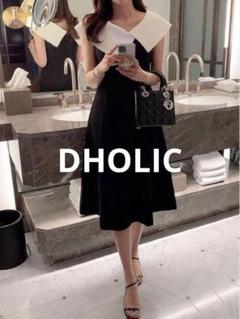 【DHOLIC】配色カラーワンピース