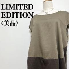 美品【リミテッドエディション】ボートネック バイカラーゆったりシルエットブラウス