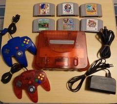 NINTENDO64 クリアレッド 本体 コントローラー2個 ソフト6個 セット