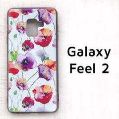 Galaxy Feel2 ケース カバー 白 赤 花