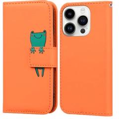 iPhone 14Proケース オレンジ　カエル　キャラクター　可愛い　癒し