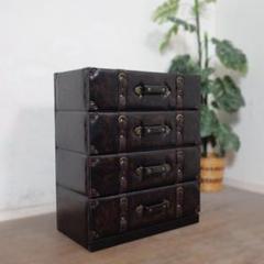 送料無料【新品】レザー ヴィンテージトランクチェストアウトレット