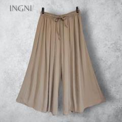 【INGNI イング】　ガウチョパンツ　ワイド　ゆったり　ウエストゴム　洗える