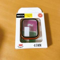 apple watch用 ガラスフィルム 一体型 45mm 全面保護 赤