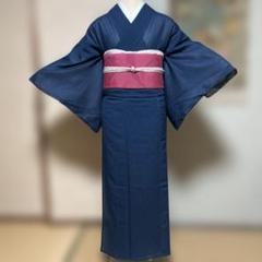 裄65 身丈156 袖46.5　小紋　総絞り　青系の色味　街着　普段着　正絹 裄65 身丈156 袖46.5 小紋 総絞り 青系の色味 街着 普段着 正絹