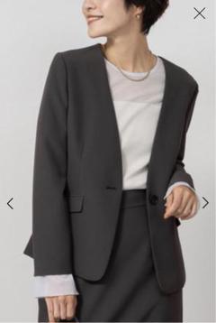 【美品】　NOLLEY'S　パンツスーツ　セットアップ　ビジネス　ノーカラー　黒 2025年最新】ノーリーズ レディース ビジネス パンツスーツ上下