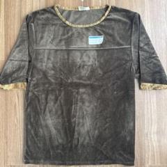 GOWEST ブラウン ベロア 半袖Tシャツ ゴールドトリム　サイズL 未使用のサムネイル