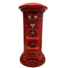 希少品　赤い郵便ポスト型陶器置物　貯金箱