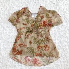 高級白タグ】マックスマーラ 花柄シアーブラウス シルク フリル