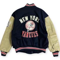 【最安値】 MLB スタジャン 袖革 バックロゴ刺繍 ニューヨークヤンキース ジャケット・アウター