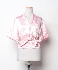 スペシャル特典 HOUSE PINK CHELSEA ピンクオープンカラー サテンパジャマシャツ トップス