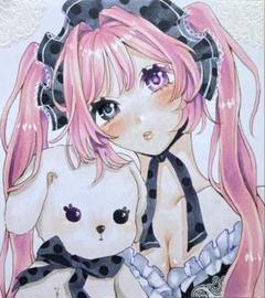 手書きイラスト グロかわうさぎちゃん オリジナル アナログ