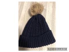 H&M ネイビーニット帽子 size50